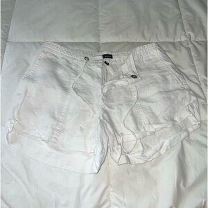 White linen shorts